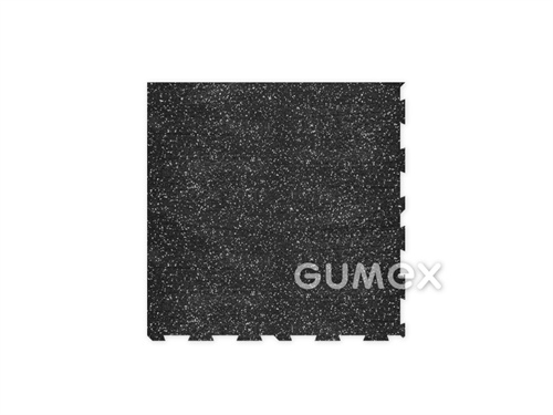 Tlmiaca dlaždica ELASTON-ELTEC PUZZLE rohová so zámkom pro fitness, 10mm, 980x980mm, hustota 1050kg/m3, recyklovaný granulát SBR, PU spojivo + 10% EPDM, čiernošedá